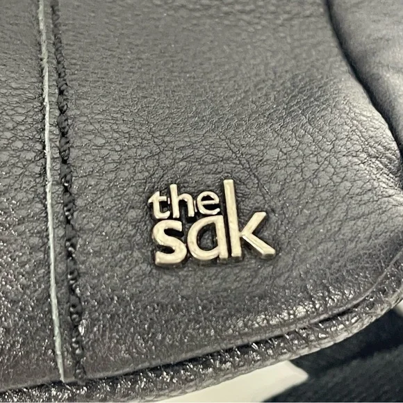 The Sak Black Crossbody Backpack Bag Purse Leather Black Convertible Studded - Picture 12 of 13